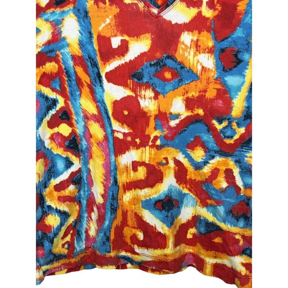 Additions by Chicos women’s top size 0/US4XS multicolor orange red blue V neck s - Picture 3 of 10